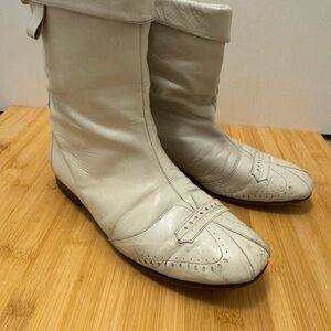 Mayle Cream Leather Ankle Boots